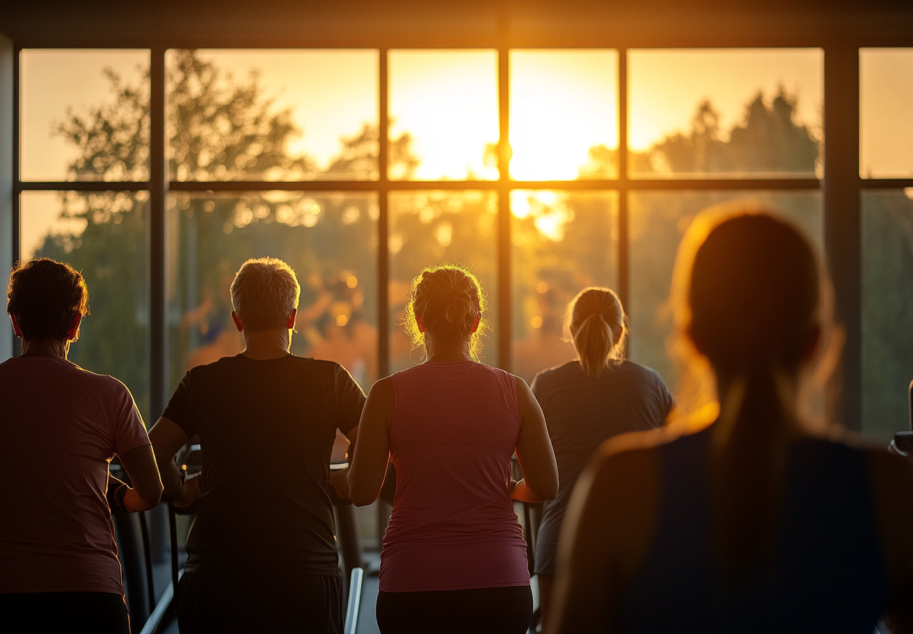 Літні люди під час фізичної активності на природі